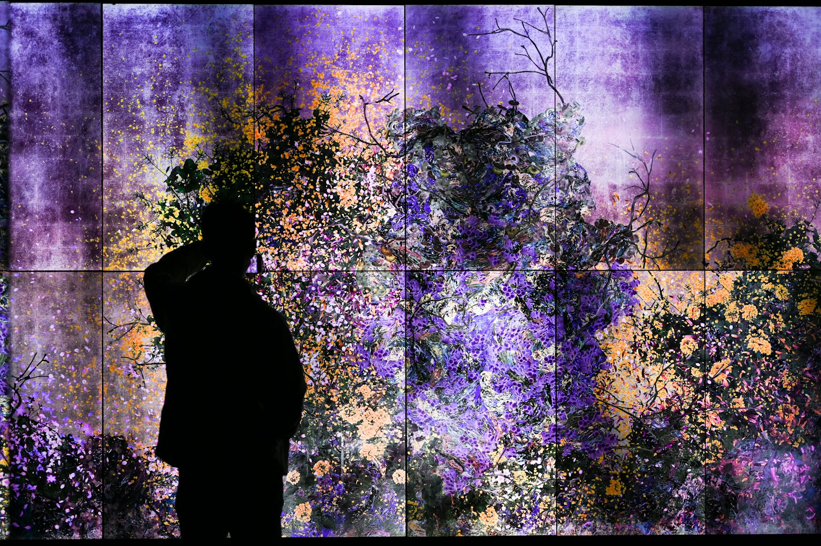a person standing in front of a painting